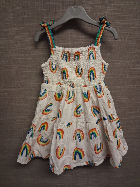 George Girls Rainbow Multicolour Tiered Dress Age 2-3 Years