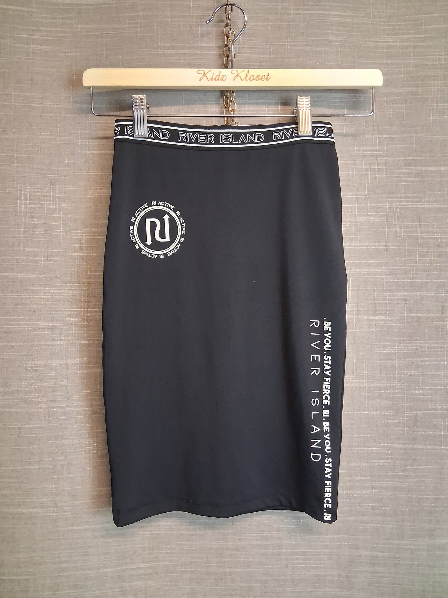 River Island Midi Skirt Black Stretch Age 5-6 Years