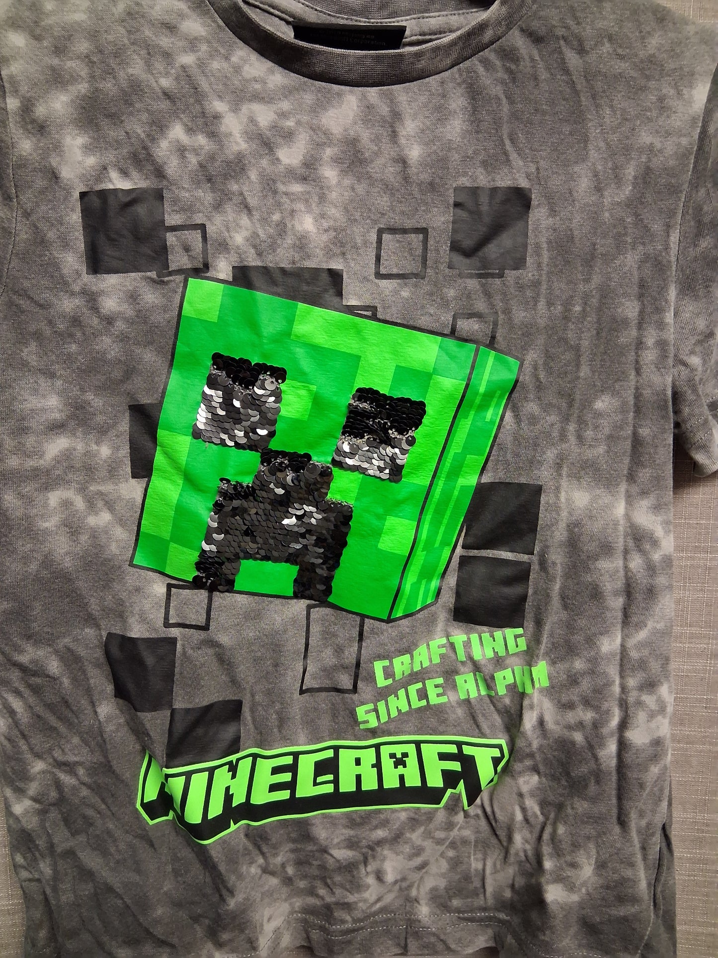 F&F Minecraft Grey Short Sleeve T-Shirt Age 6-7 Years