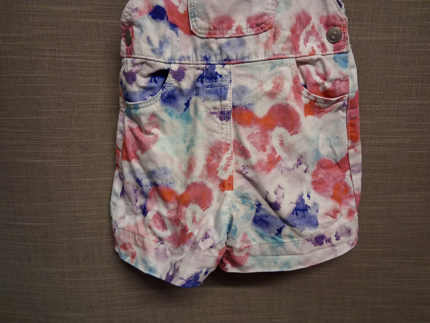 Nutmeg Girls Denim White Multicolour One Piece Dungaree Shorts Age 2-3 Years