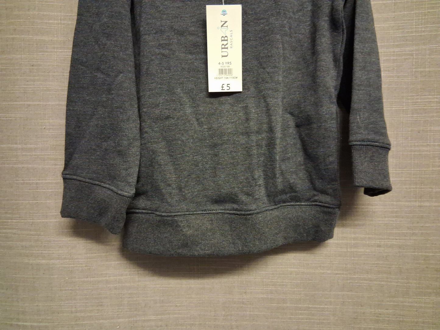 Urban Basics Peacocks Grey Hoodie Age 4-5 Years New
