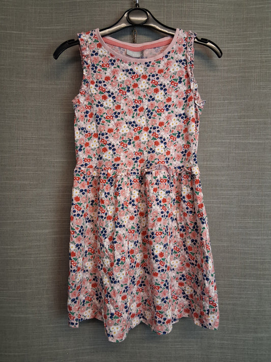 Matalan Girls Pink Floral Sleeveless Jersey Dress Age 7 Years