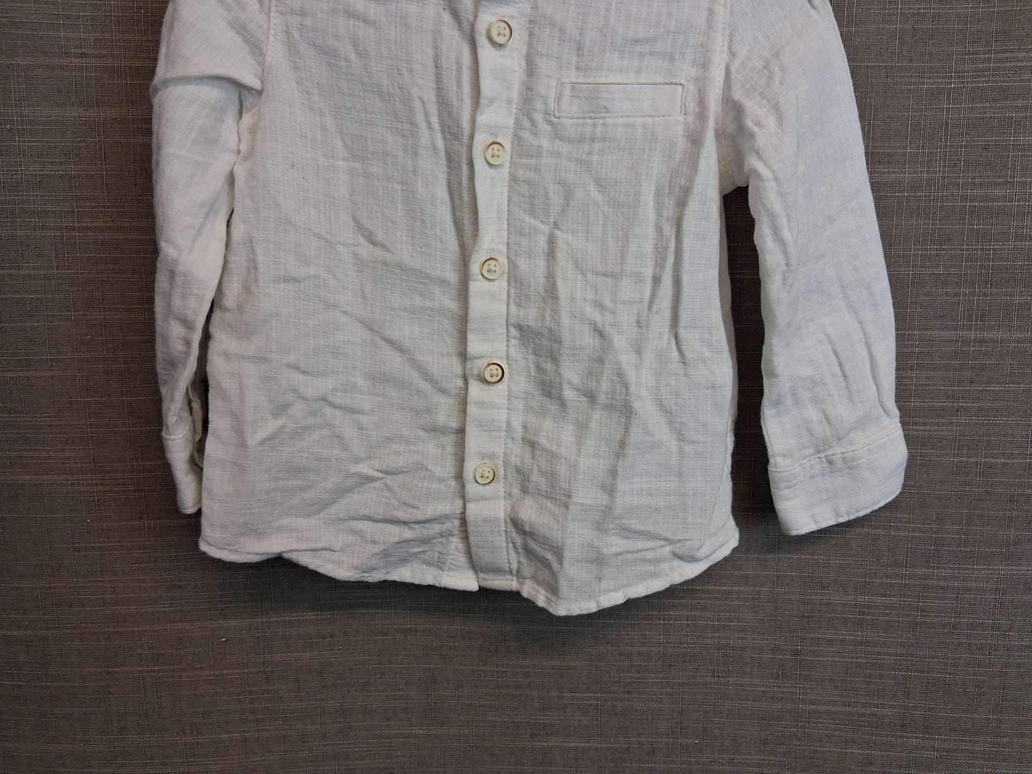 F&F Boys Long Sleeve Collarless Shirt Age 12-18 Months 100% Cotton