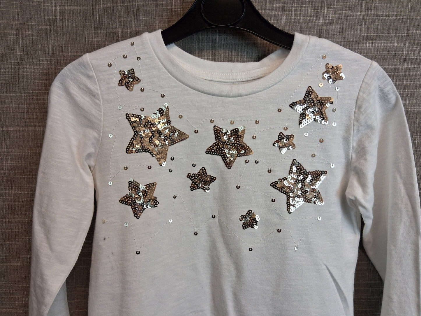 Nutmeg Girls White Sequin Star Long Sleeve T-Shirt Age 6-7 Years