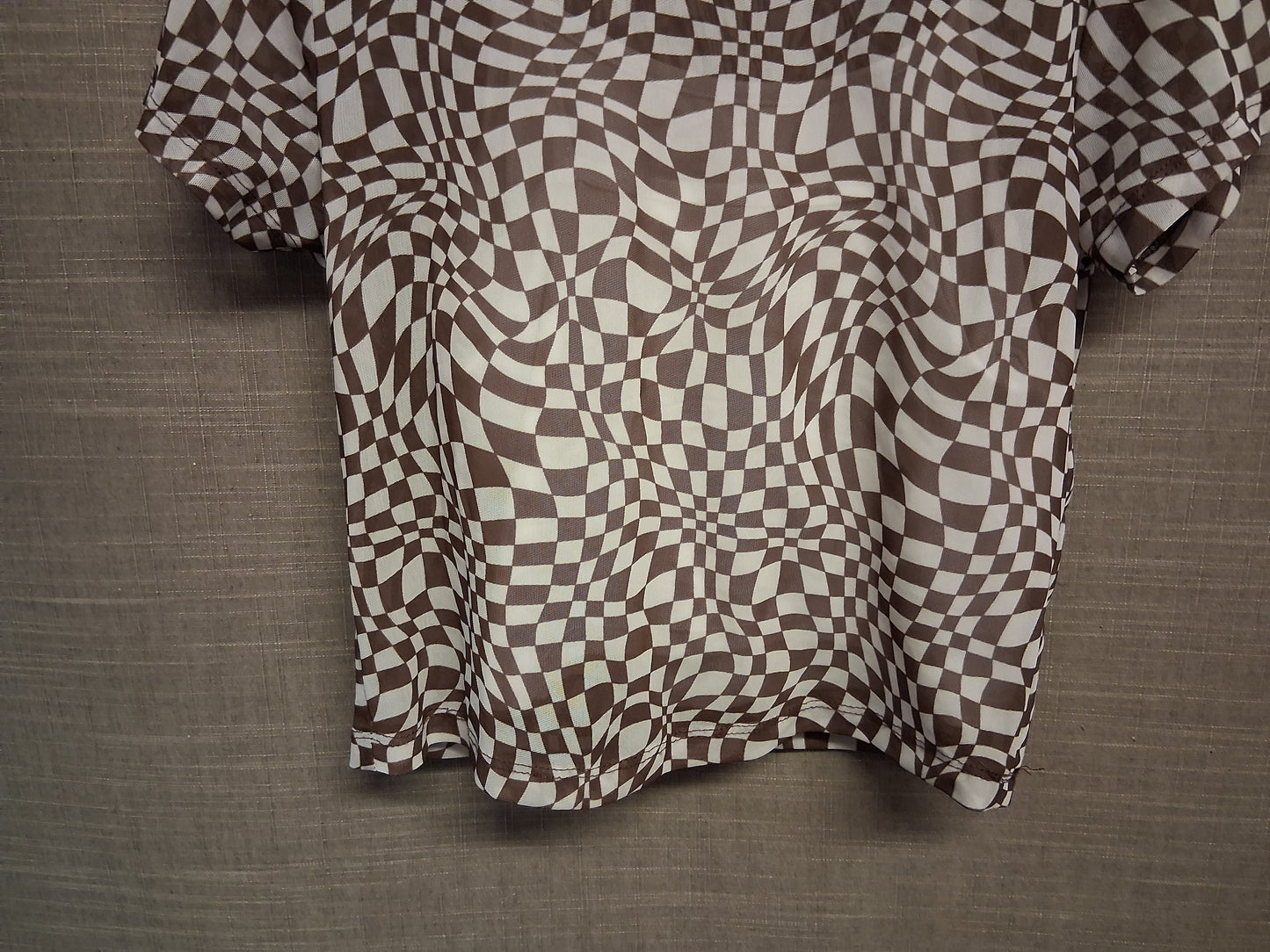 New Look Girls Brown White Check 2 Piece Mesh T-Shirt Age 12-13 Years