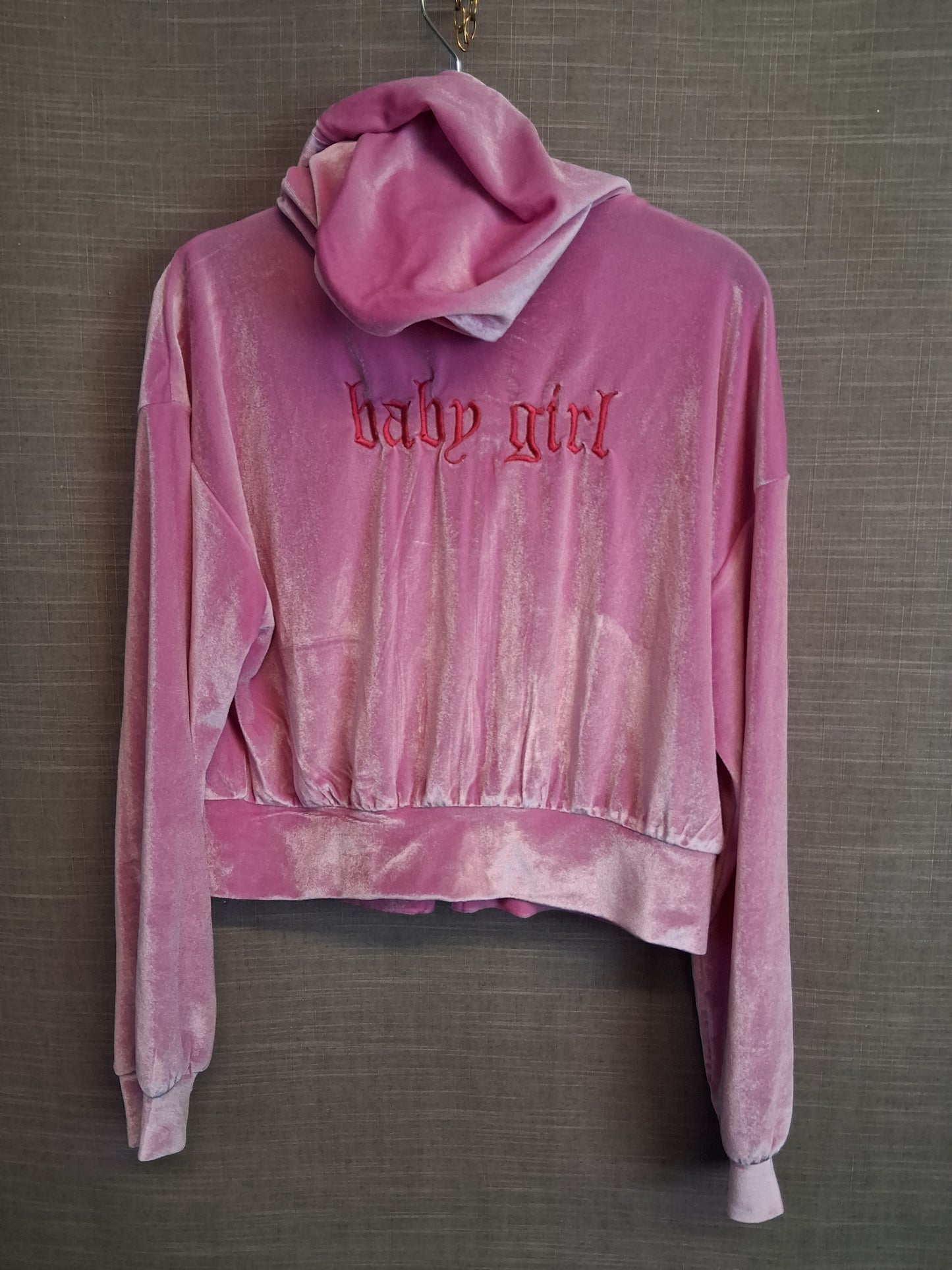 Shein Girls Velour Pink Full Zip Hoodie Age 10 Years