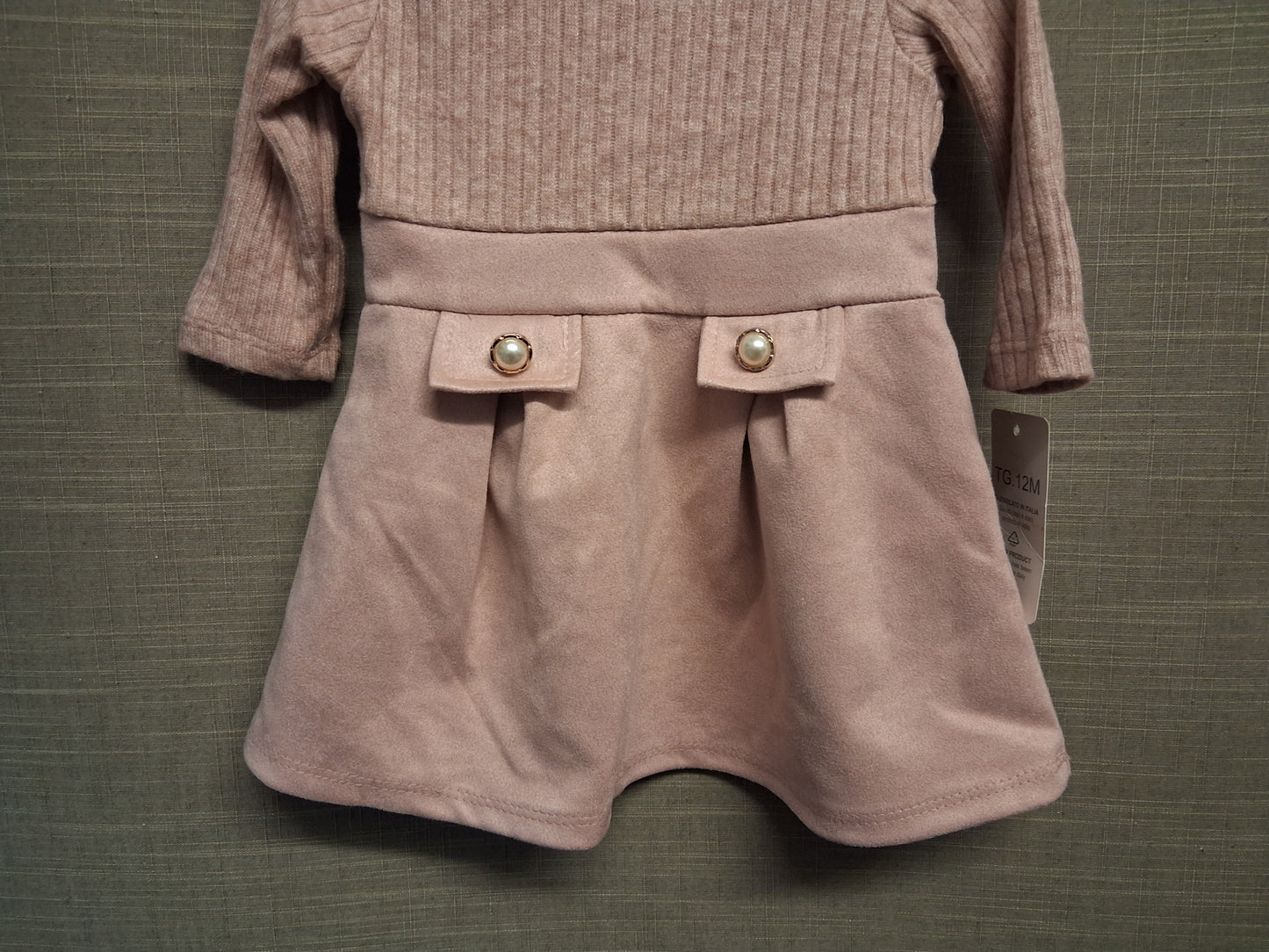 Italy Moda Girls Dusky Pink Long Sleeve A Line Dress Age 12 Month New