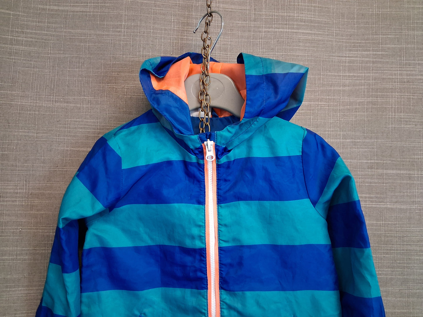 F&F Boys Raincoat Jacket Blue Stripe Age 9-12 Months