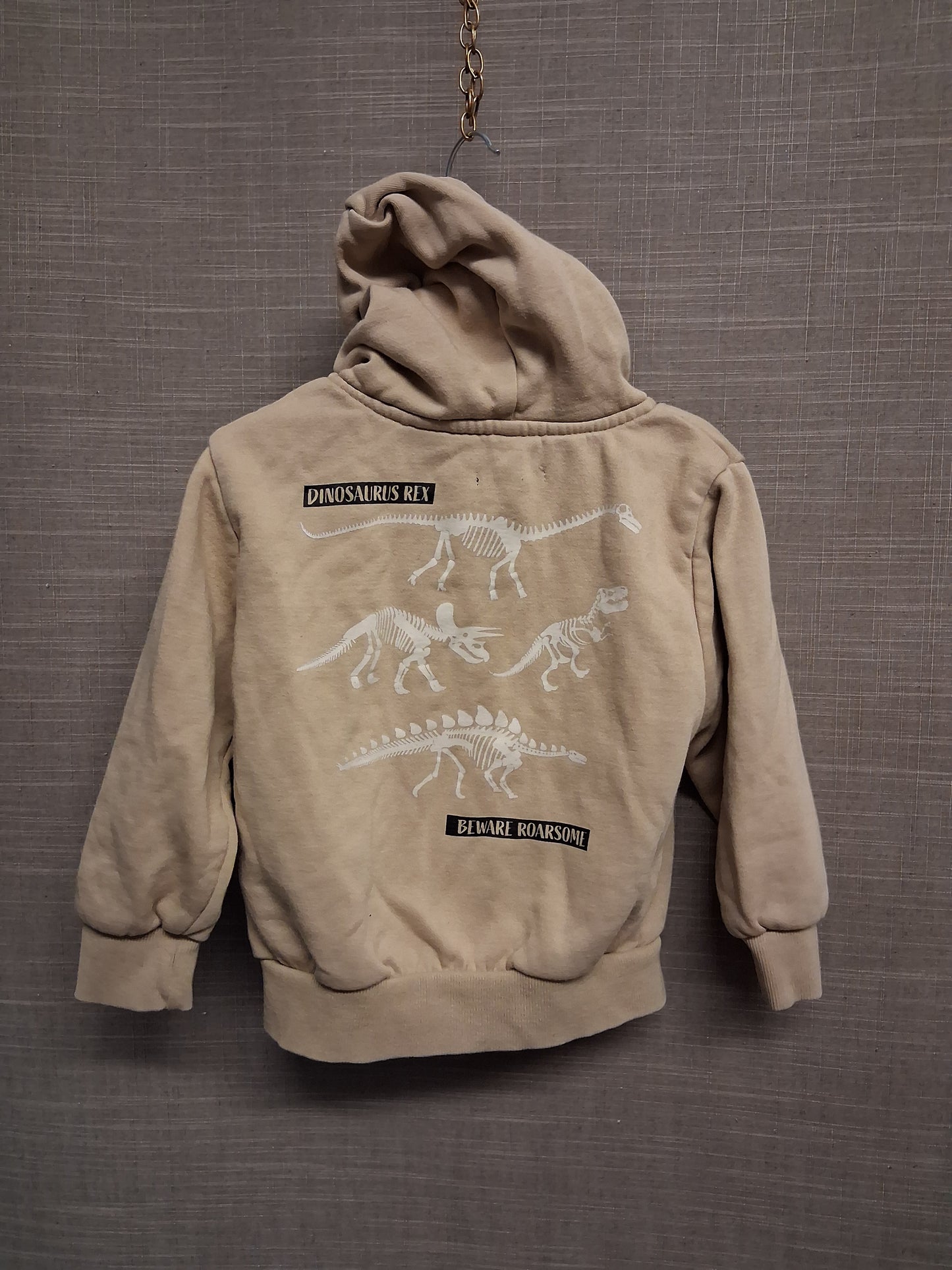 Jeff & Co Dinosaure Theme Beige Full Zip Hoodie Age 3-4 Years