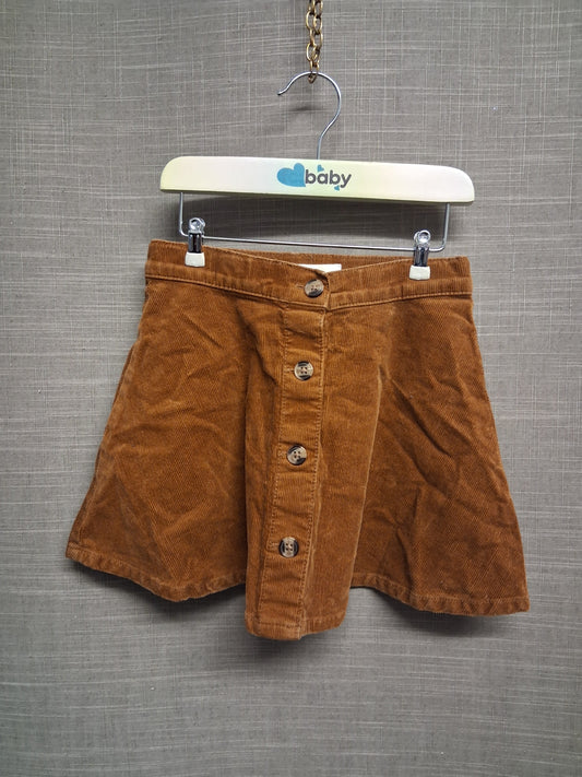 H&M Girls Brown Corduroy A Line Mini Skirt Button Detail Age 4-5 Years