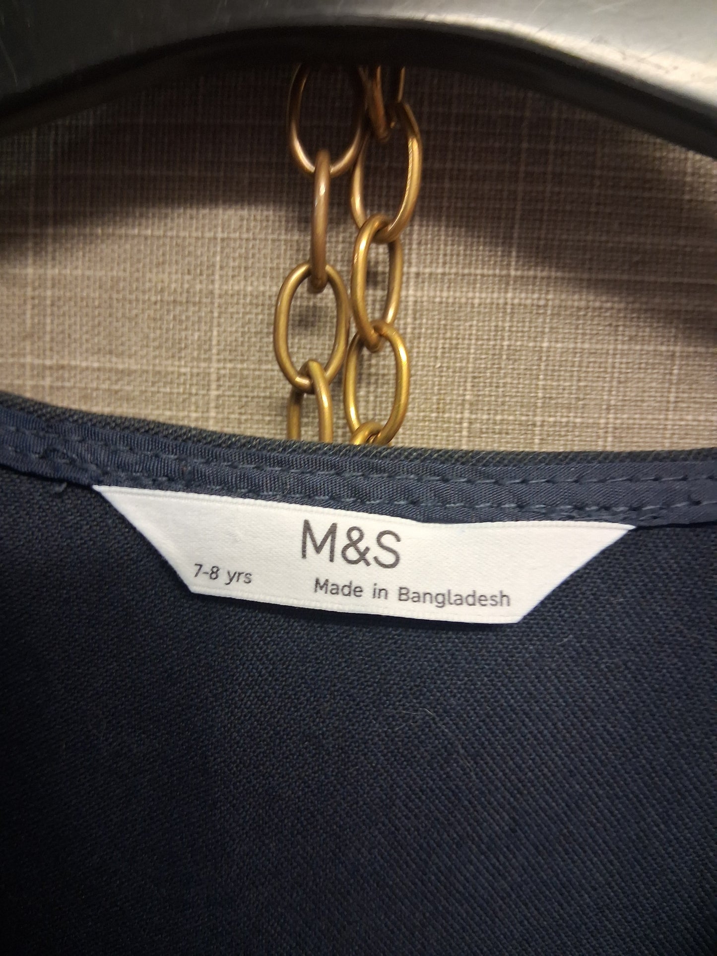 Marks and Spencer Girls School Pinafore Dress Navy Age 7-8 Years