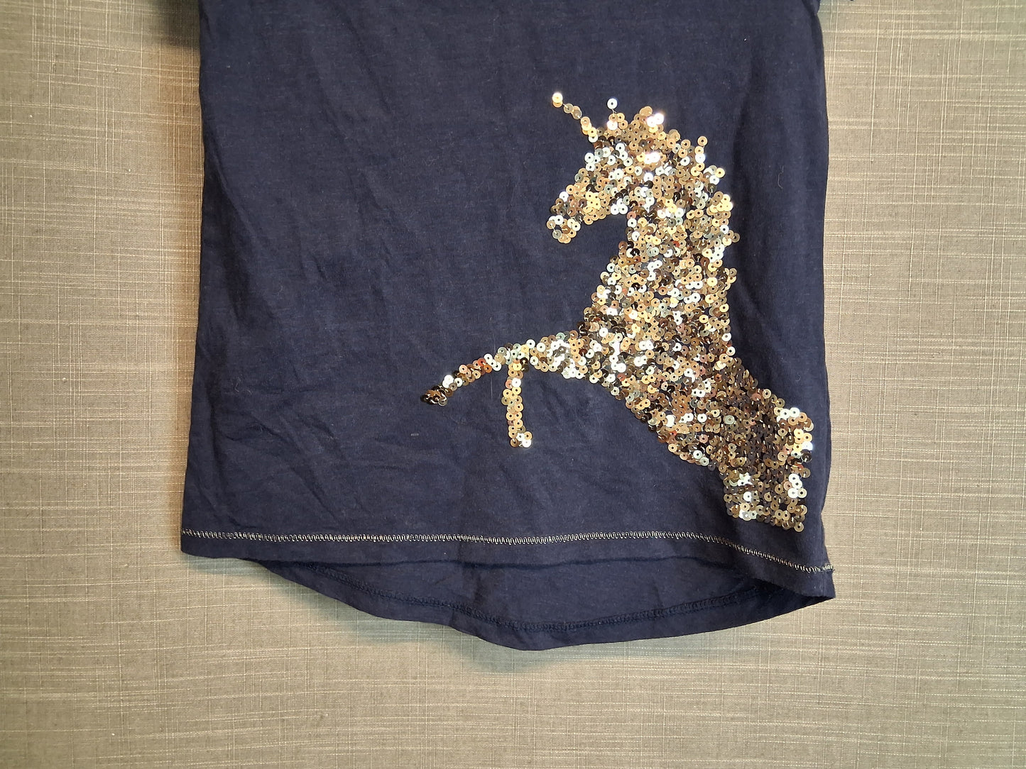 Nutmeg Girls Blue Gold Sequin Unicorn T-Shirt Age 8-9 Years