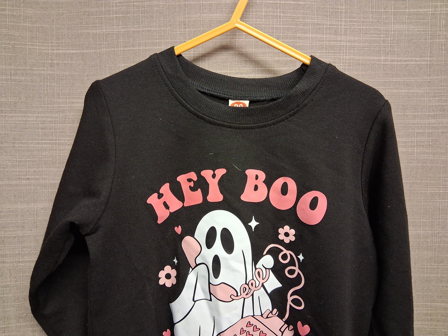Shein Girls Halloween Black Sweater Hey Boo Age 2-3 Years