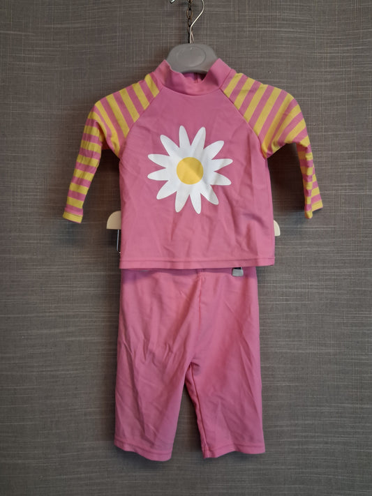 Nutmeg Girls 2 Piece UV Swimsuit Set Pink Age 3-6 Months