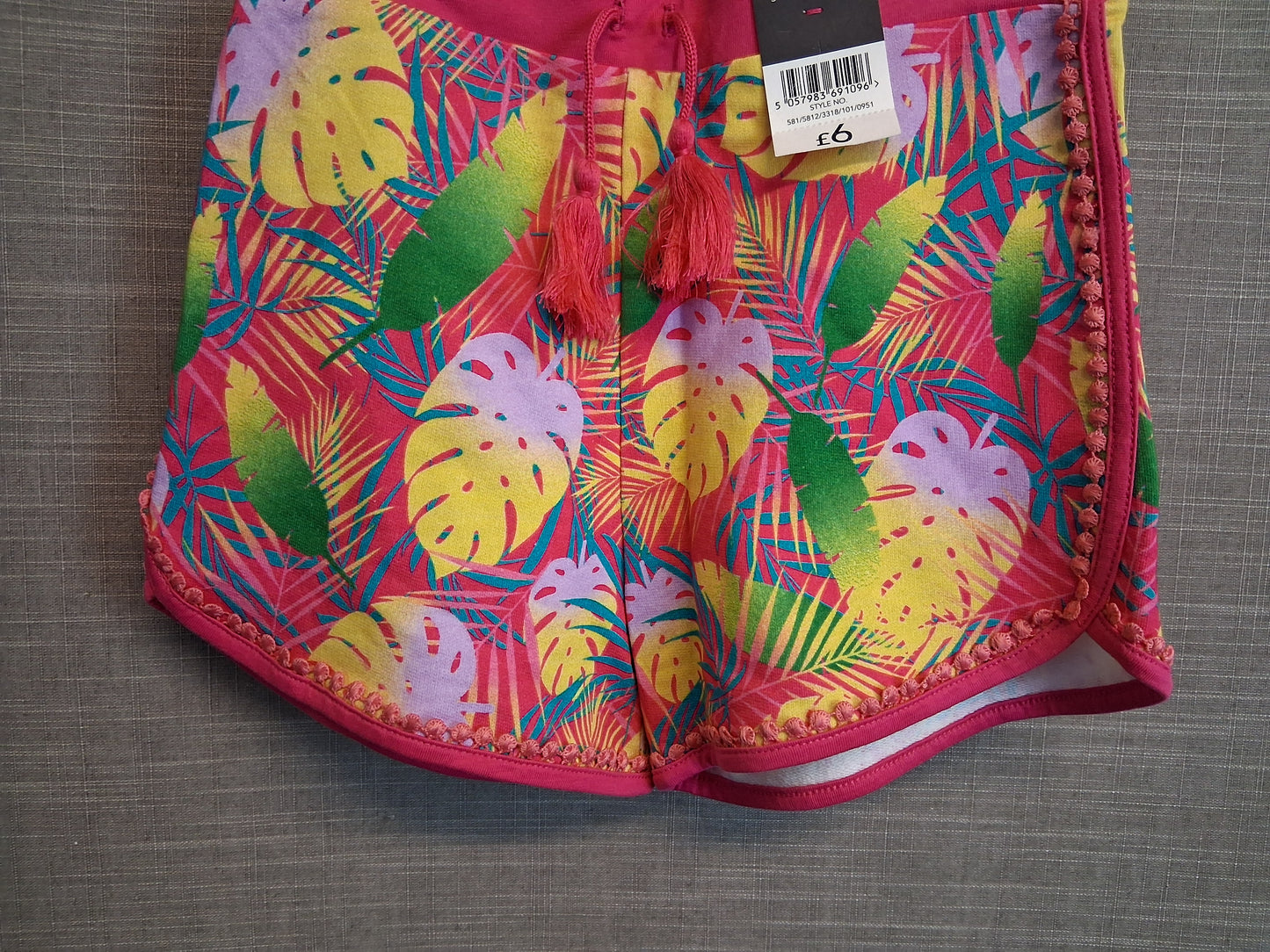 George Girls Floral Pink Shorts Age 7-8 Years New