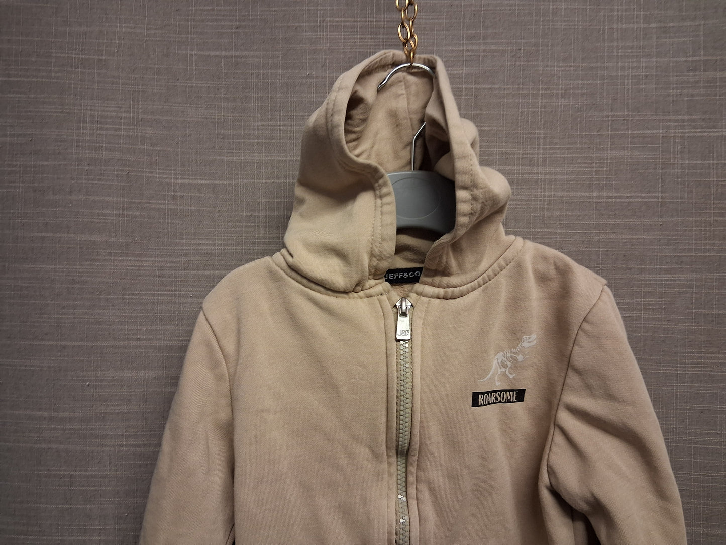 Jeff & Co Dinosaure Theme Beige Full Zip Hoodie Age 3-4 Years