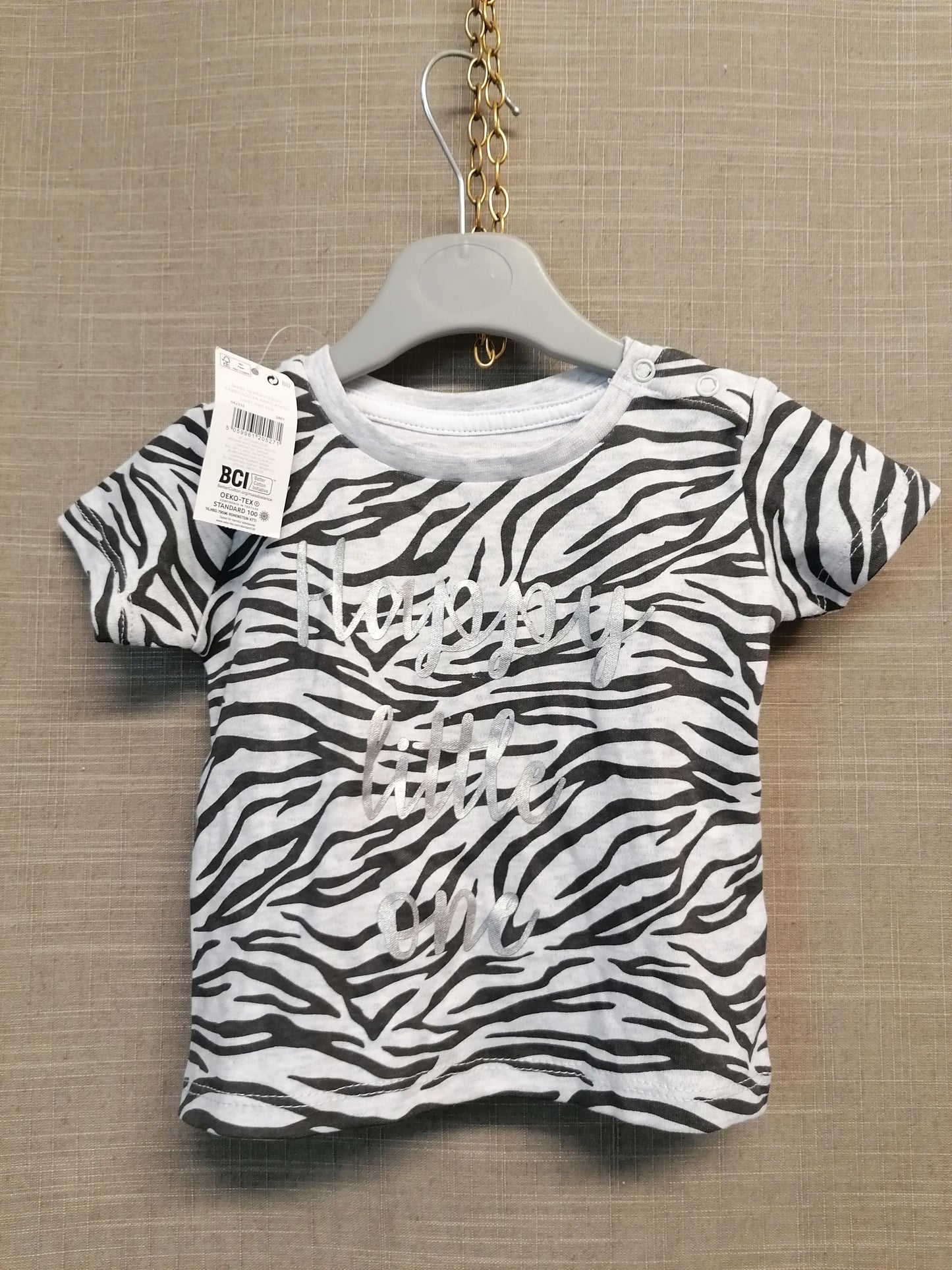 Pep&Co Zebra Print T-Shirt Age 6-9 Months New