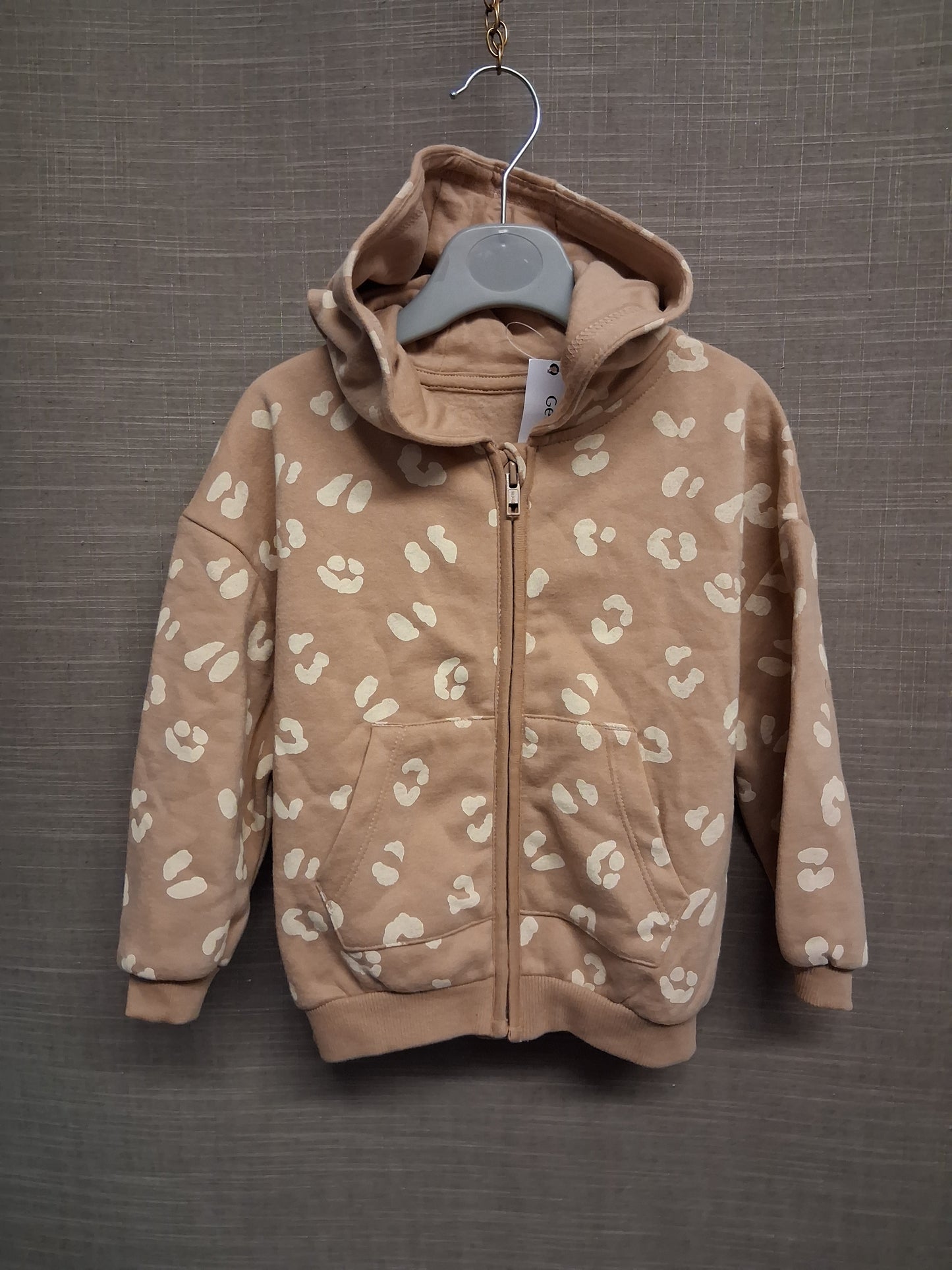 George Girl Beige Jersey Hoodie Animal Print Age 2-3 Years New