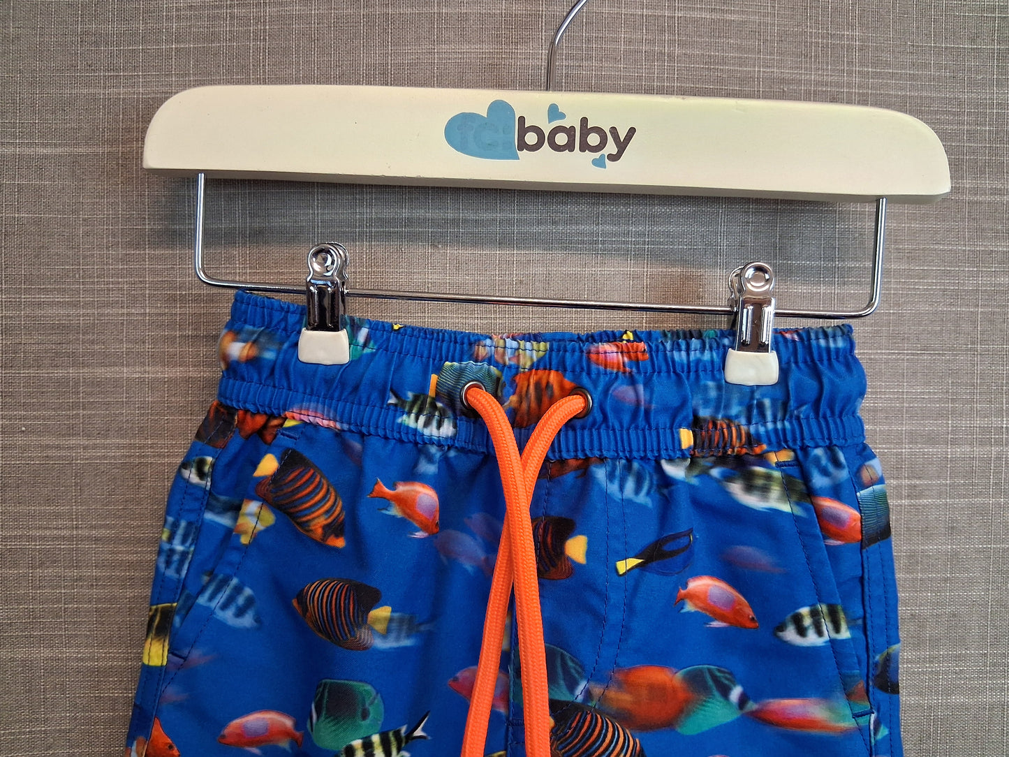 Next Boys Swim Trunks Shorts Blue Fish Print Age 3-6 Months