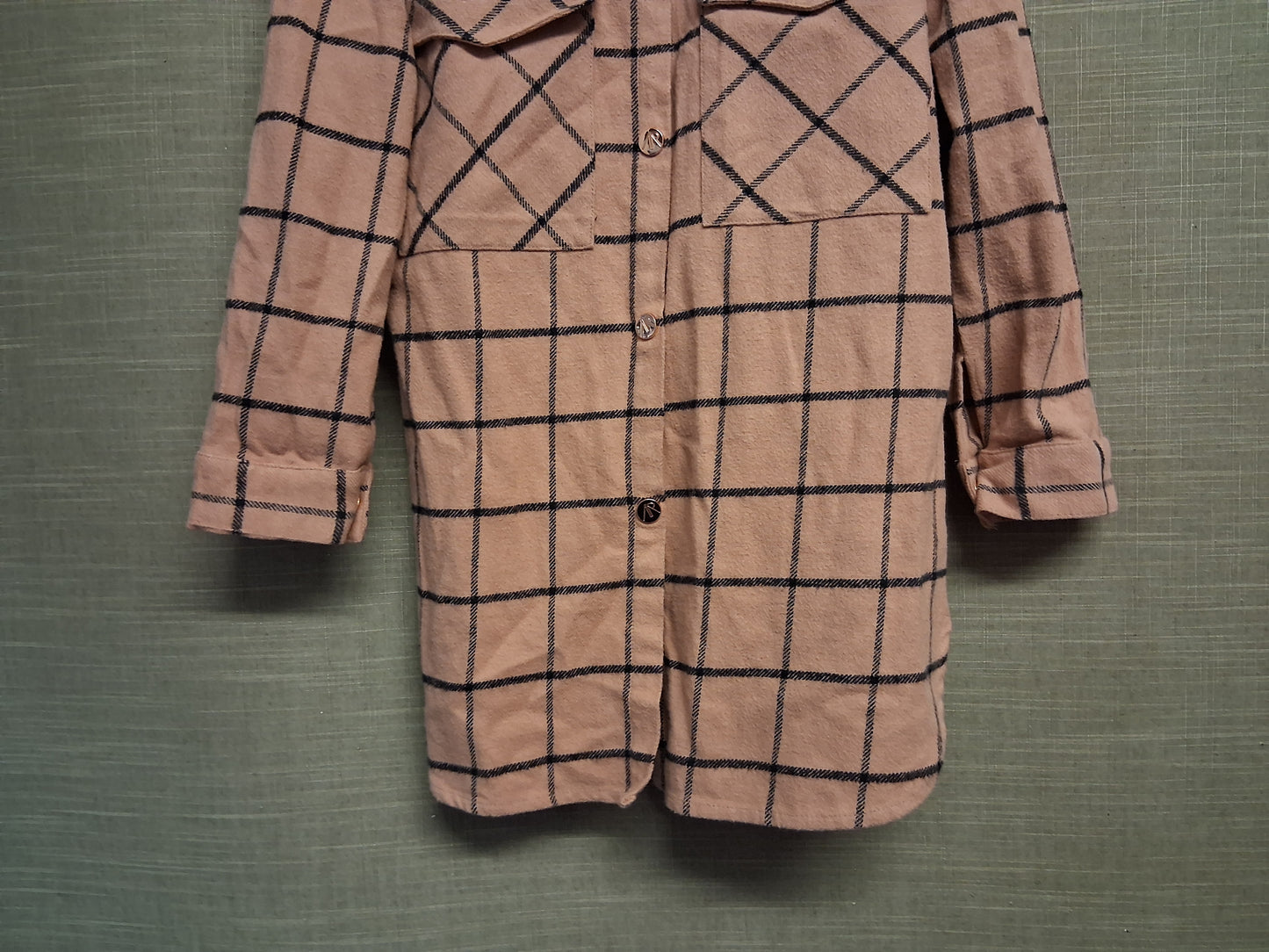 Angel & Rocket Girls Dusky Pink Check Shacket Shirt Dress Age 7 Years