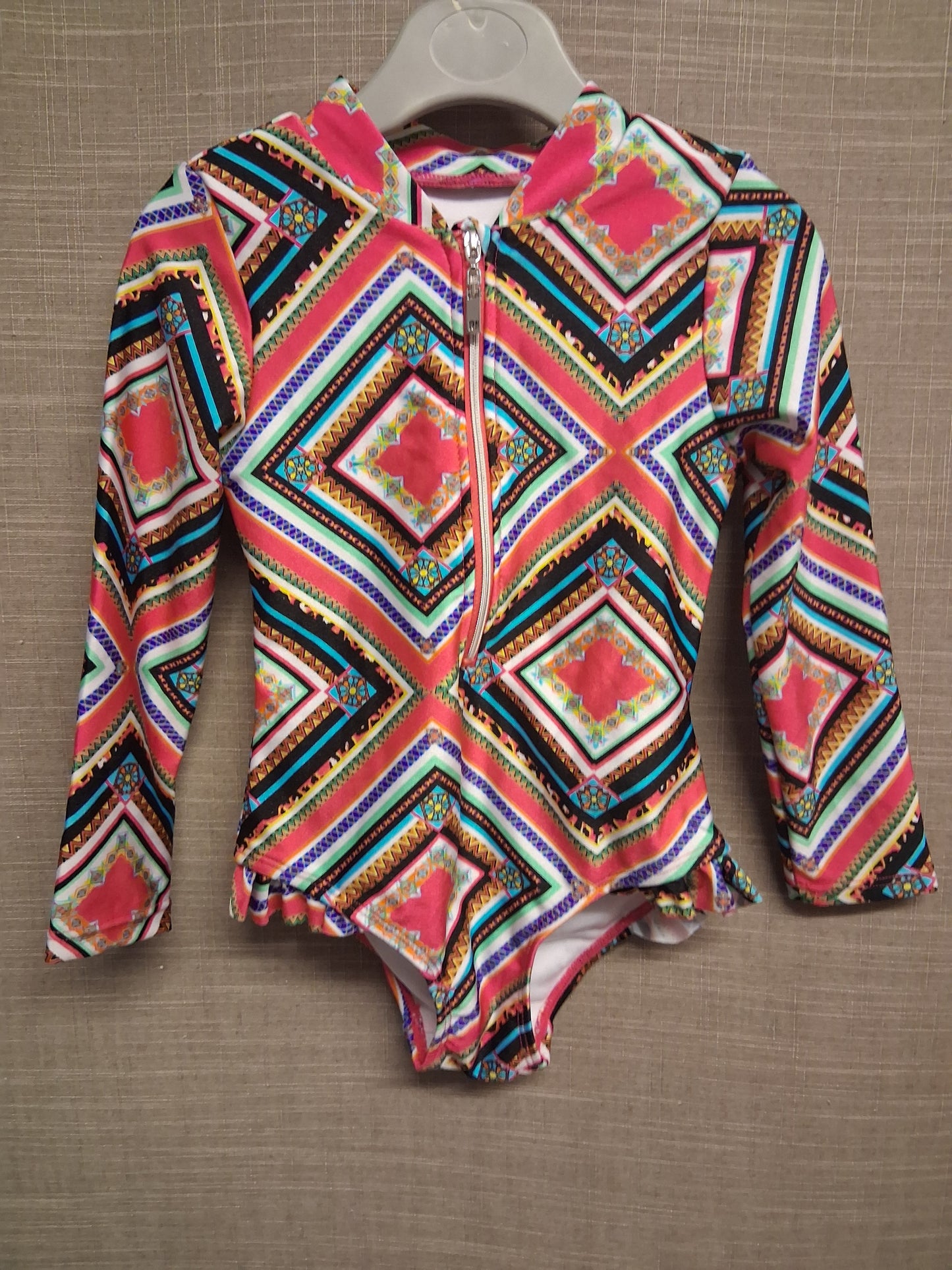 River Island Girls Multicolour Long Sleeve Swimsuit One Piece Age 3-4 Years
