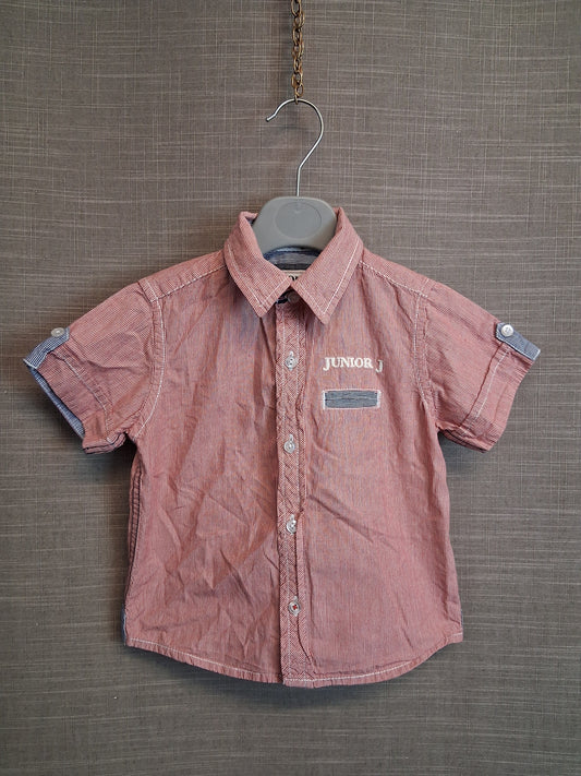 Jasper Conran Boys Red Stripe Short Sleeve Shirt Age 18-24 Months