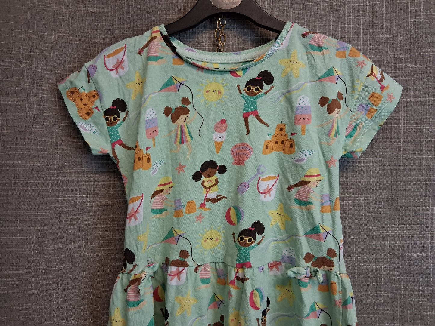TU Girls Green Jersey T-Shirt Dress Age 6-7 Years