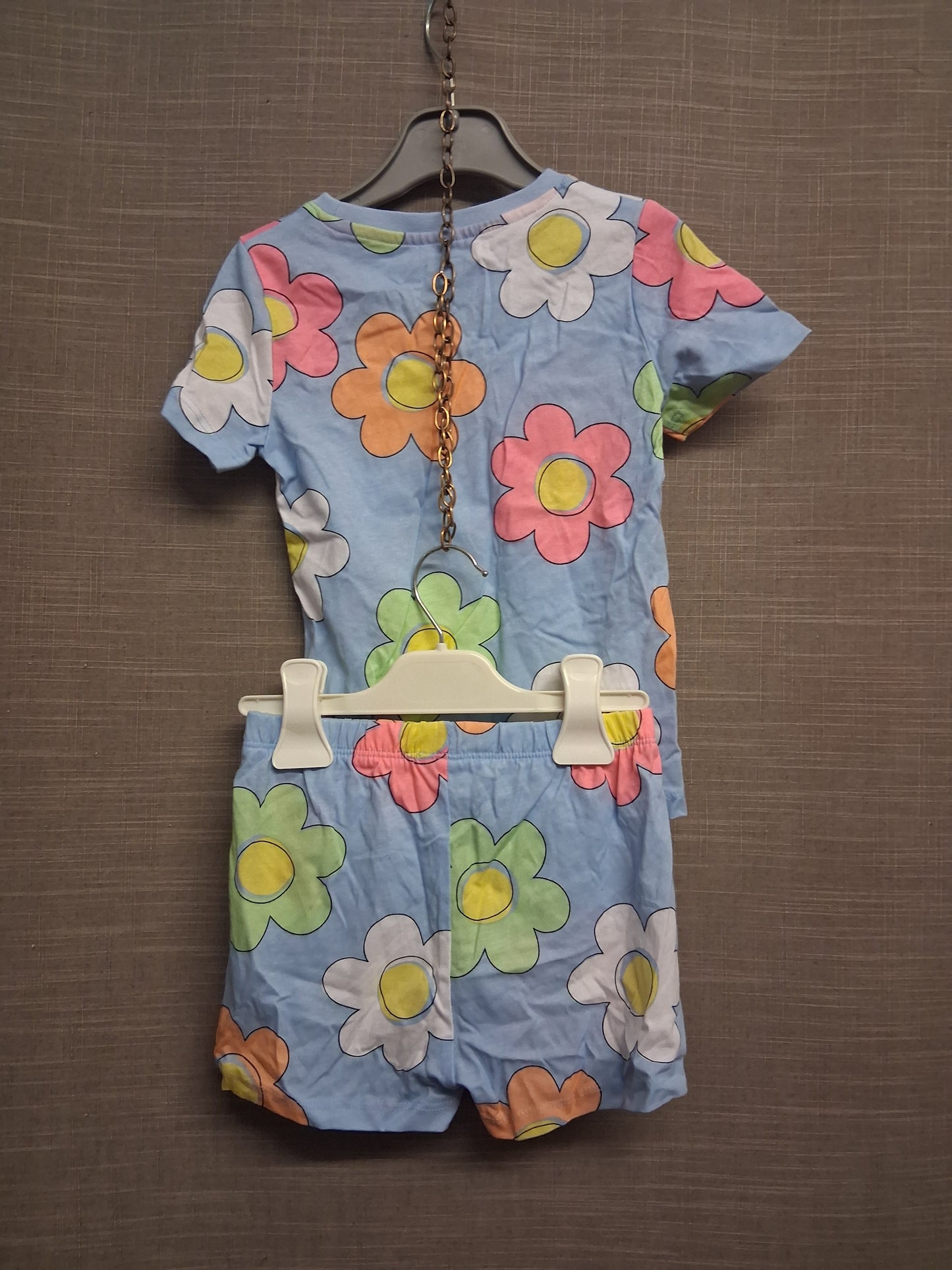 F&F Girls 2 Piece Outfit Shorts & T-Shirt Blue Floral Age 2-3 Years