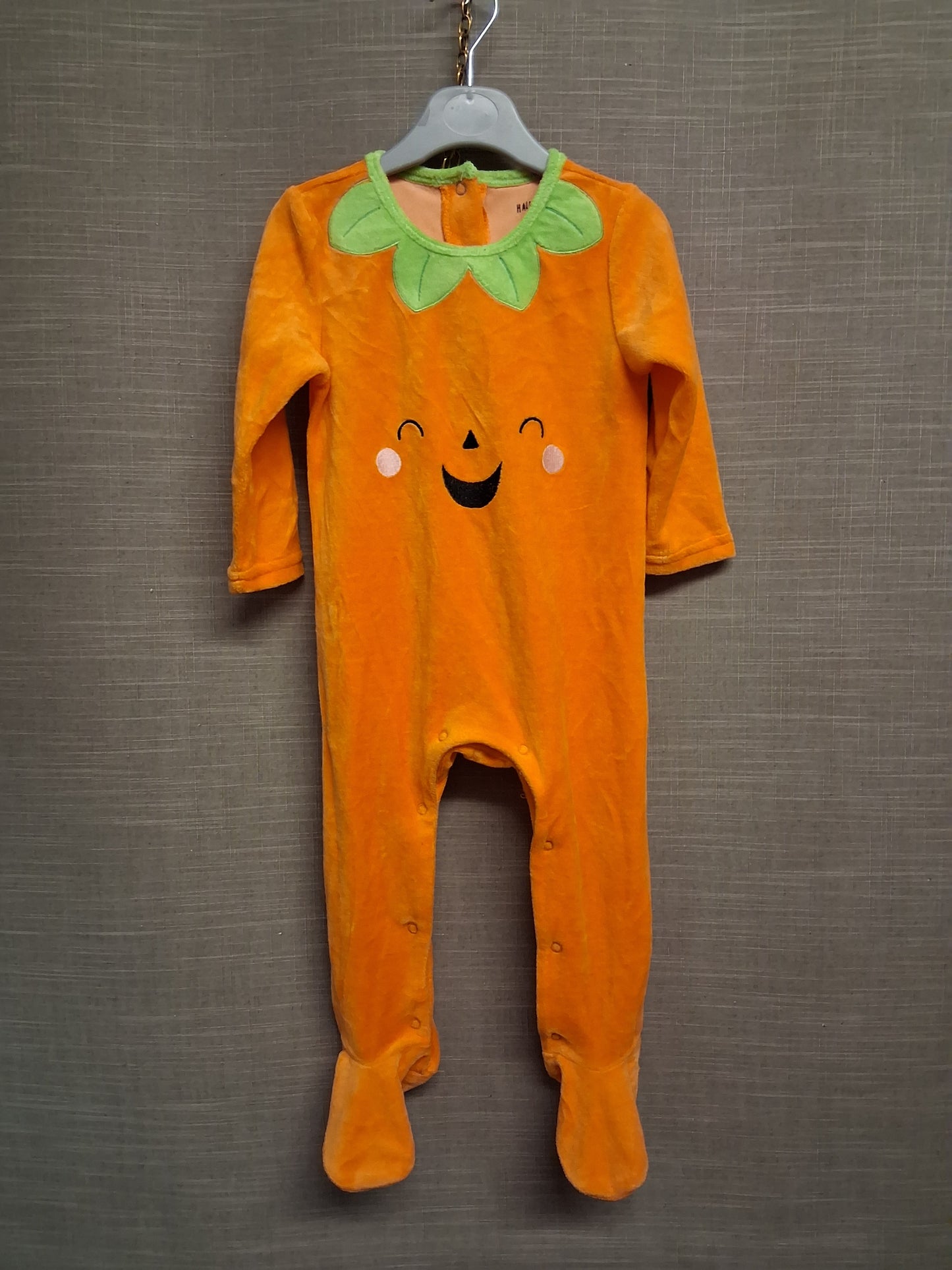 Hallowscream Baby Unisex Pumpkin Sleepsuit Romper Velour Age 12-18 Months