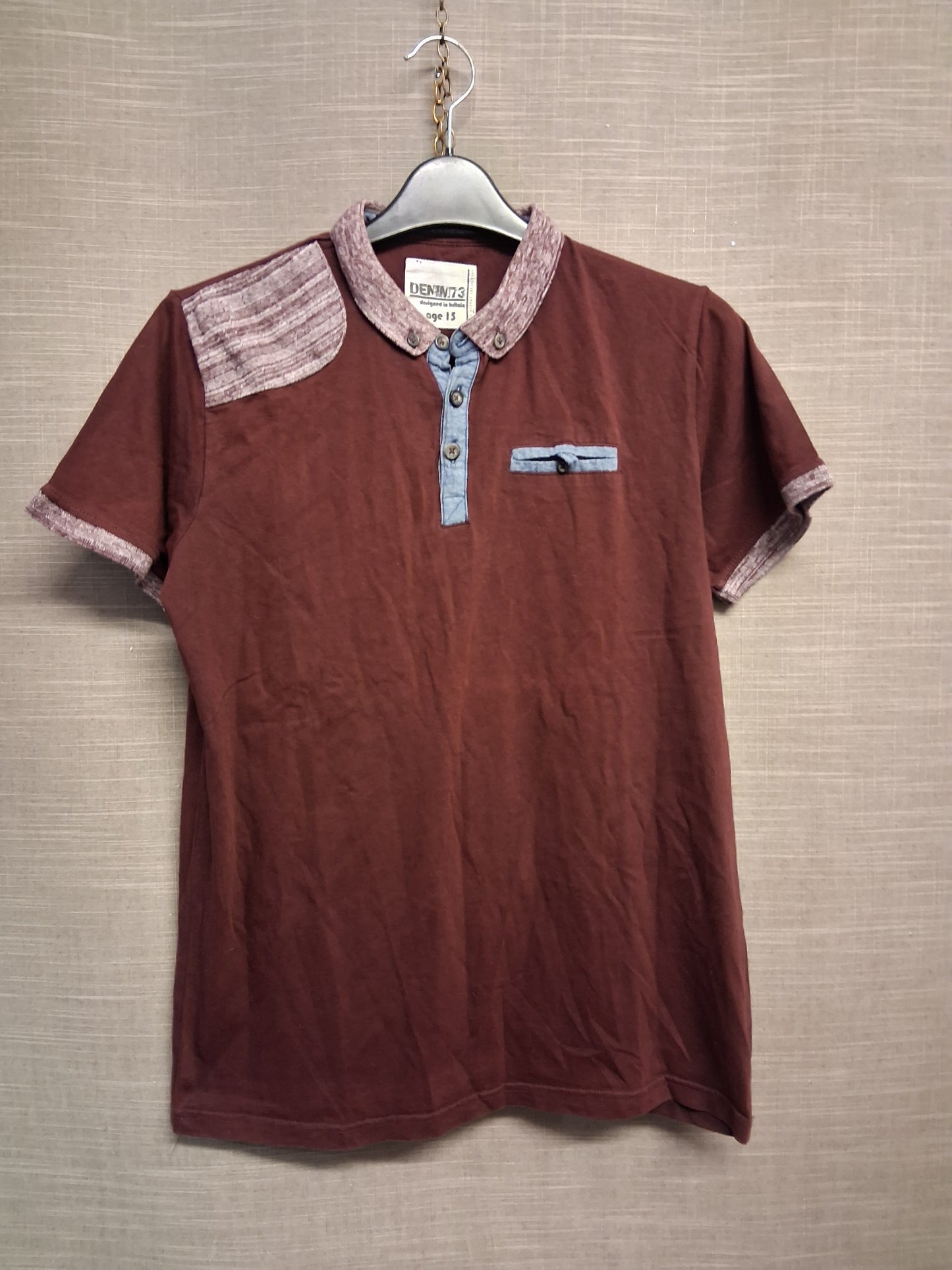 Matalan Boys Burgundy Short Sleeve Smart Polo T-Shirt Age 15 Years
