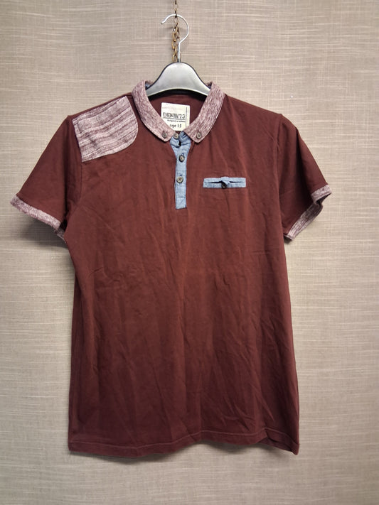 Matalan Boys Burgundy Short Sleeve Smart Polo T-Shirt Age 15 Years