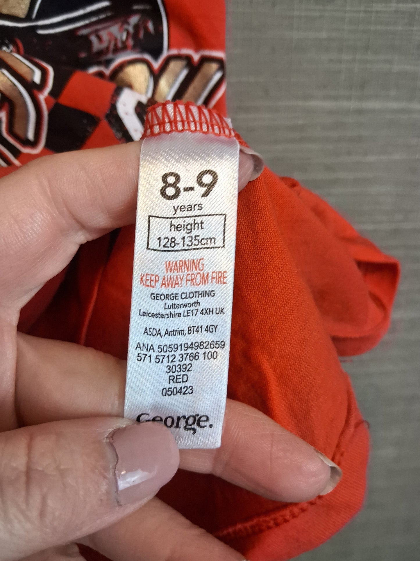 George Boys Orange Jersey T-Shirt Age 8-9 Years