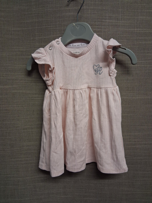 River Island Girls Pink Jersey Dress Cap Ruffle Sleeve Age 0-3 Months