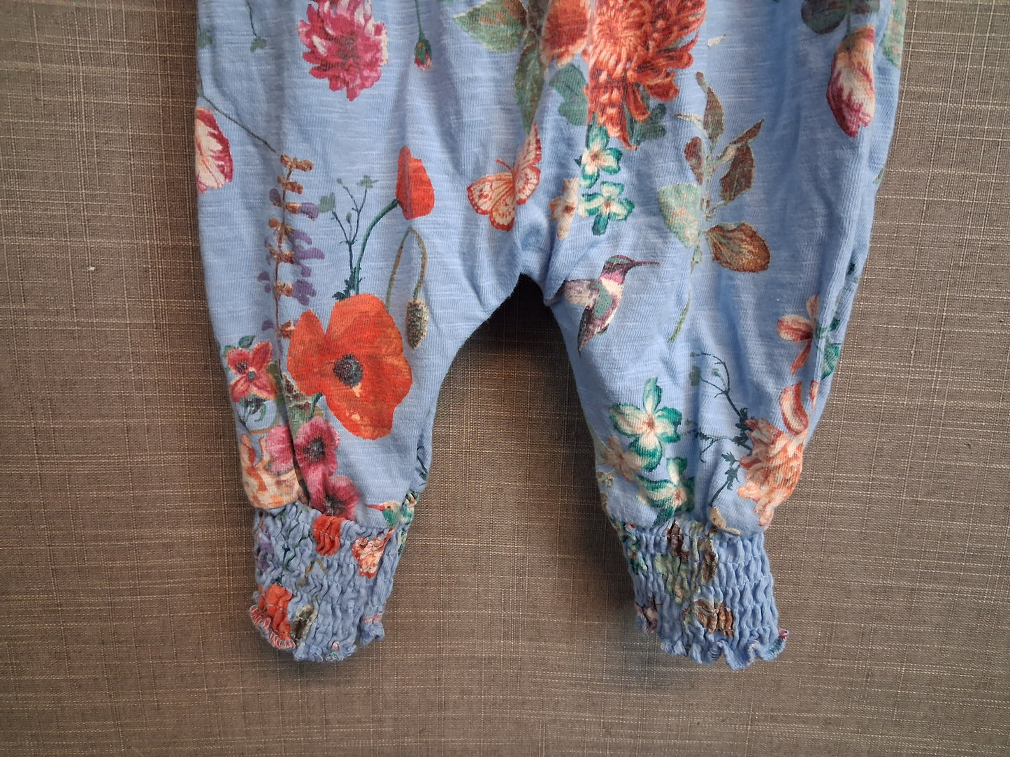 Next Girls Blue Floral Romper Sleeveless Jersey Age 3-6 Months