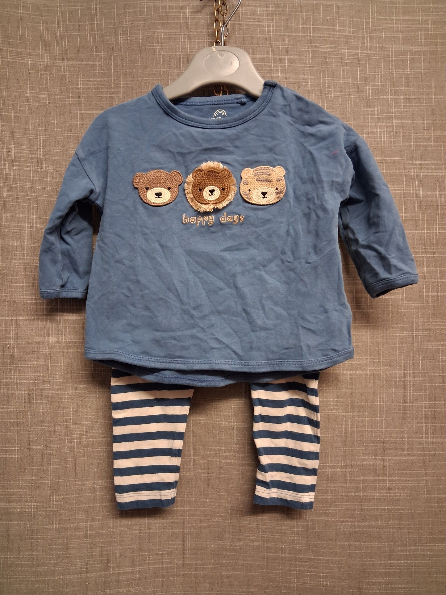 Next Boys 2 Piece Outfit T-Shirt & stripped Joggers Age 0-3 Months