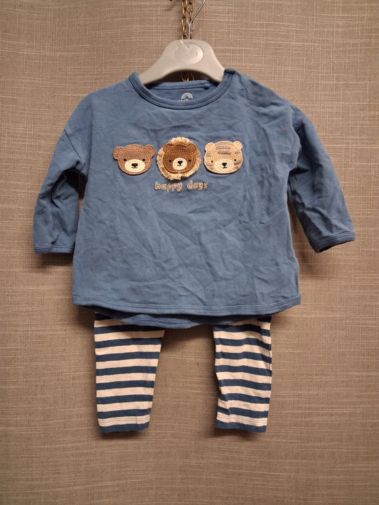 Next Boys 2 Piece Outfit T-Shirt & stripped Joggers Age 0-3 Months