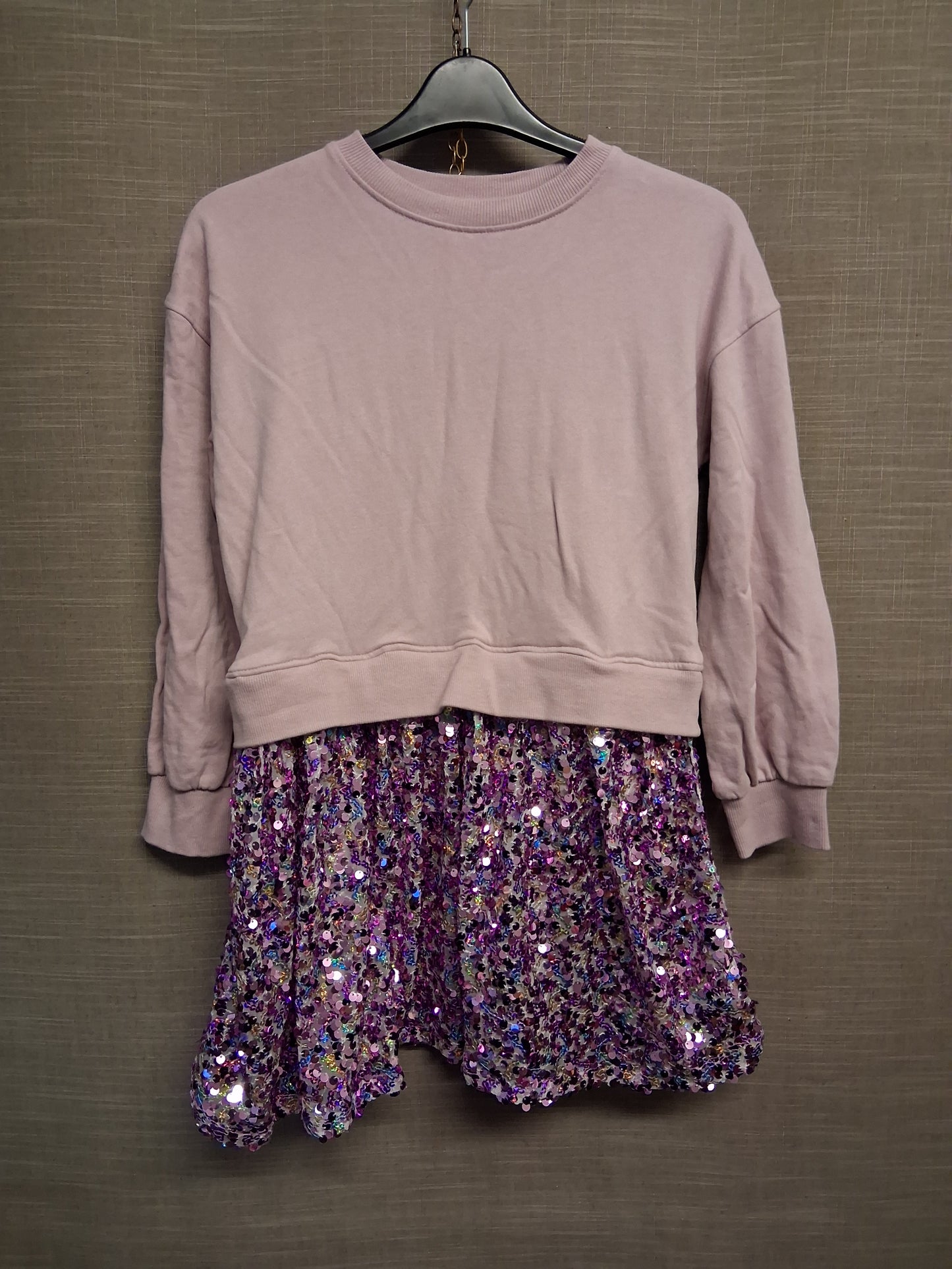 John Lewis Girls Purple Pink Sequin Jumper Dress Age 10 Years
