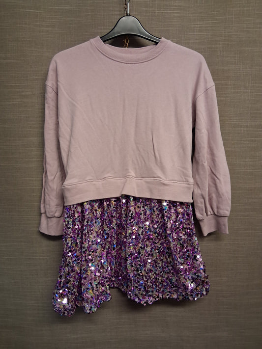 John Lewis Girls Purple Pink Sequin Jumper Dress Age 10 Years