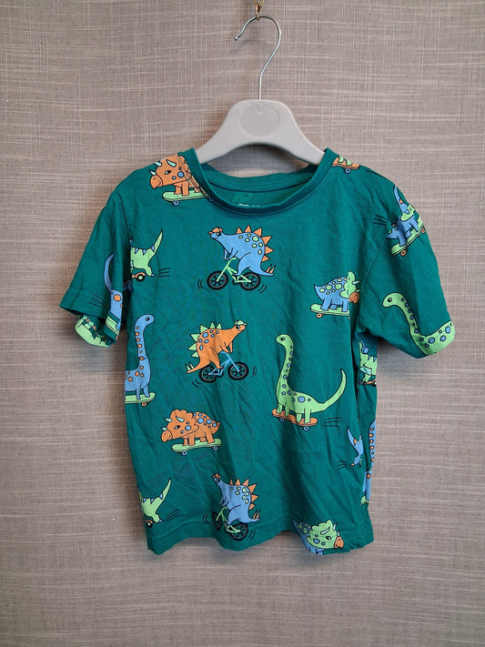 Primark Green Dinosaur T-Shirt Short Sleeve Age 4-5 Years