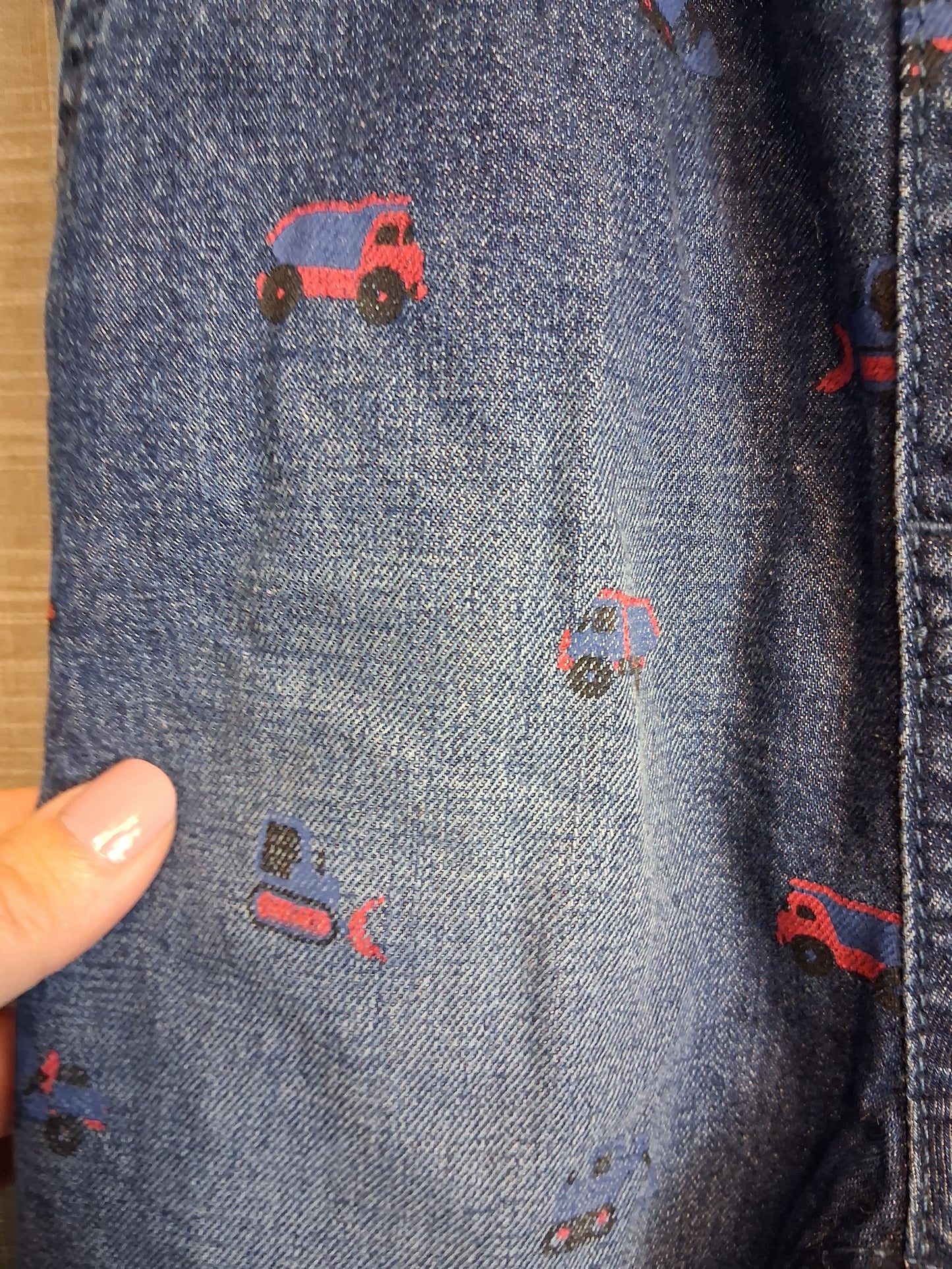 Next Boys Jeans Blue Denim Lined Fire Engines Age 12-18 Months