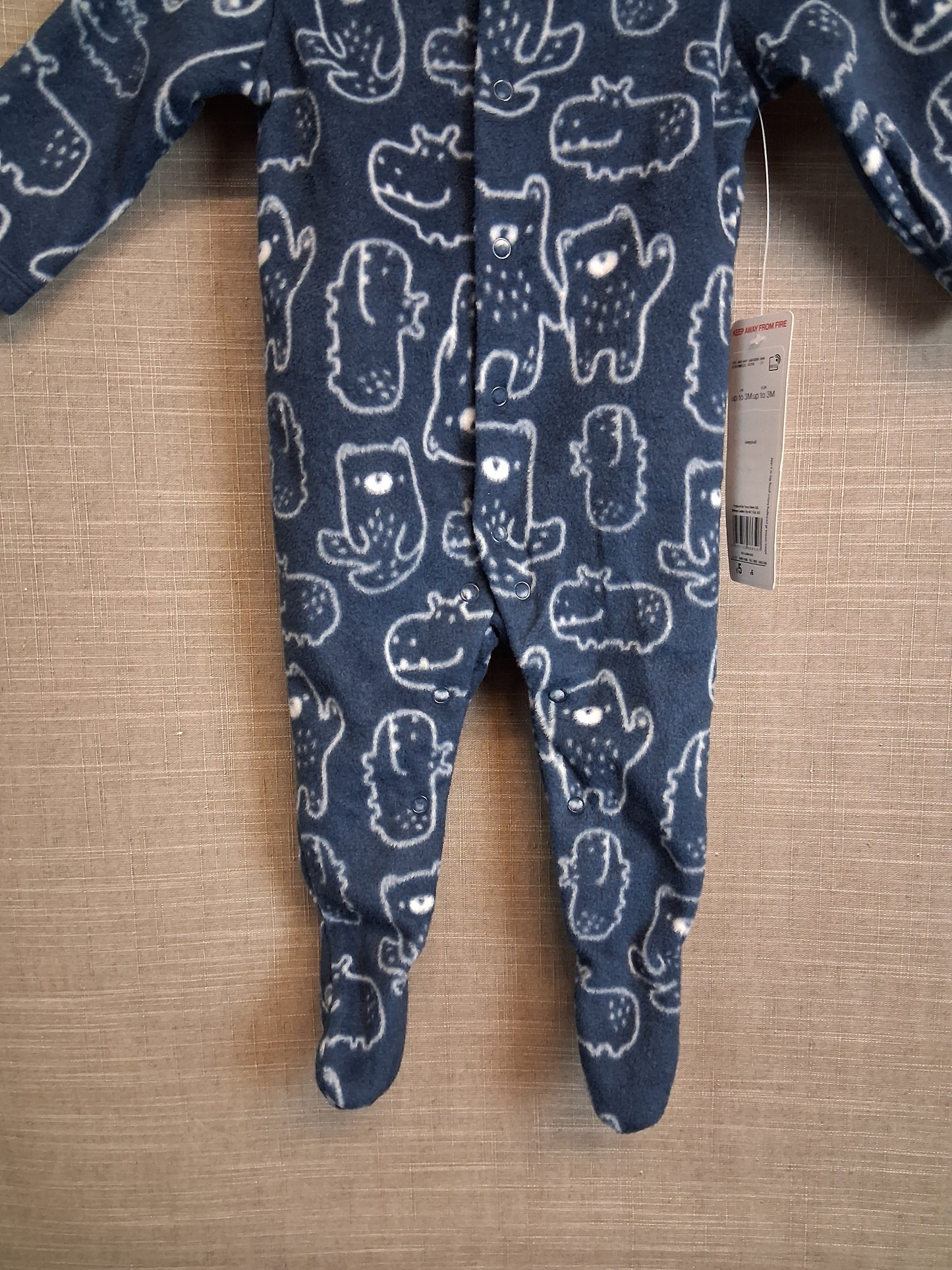 F&F Boys Blue Bear Print Fleece Sleepsuit Age 0-3 Months New