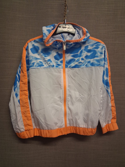 Nike Windbreaker Jacket Girls Lightweight Full Zip Hooded White Blue Age 6-7 Years