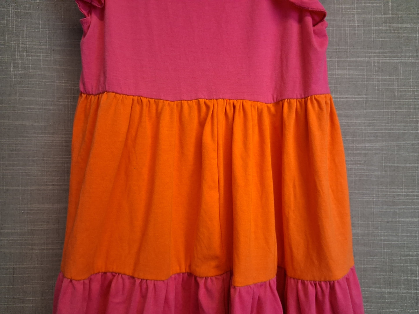 Shein Girls Tiered Jersey Dress Sleeveless Pink Orange Age 7 Years