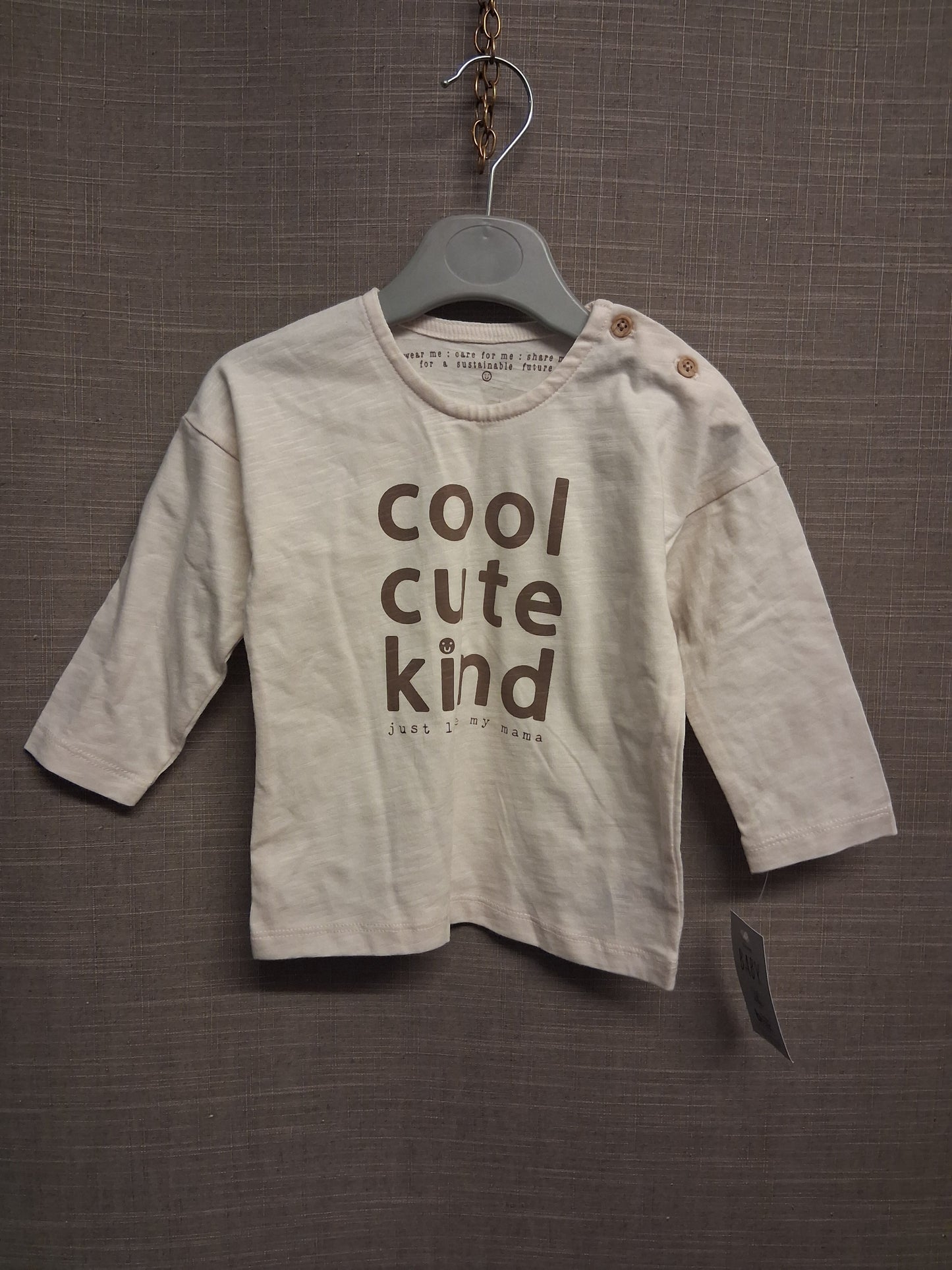 George Boys T-Shirt Long Sleeve Beige Age 6-9 Months New