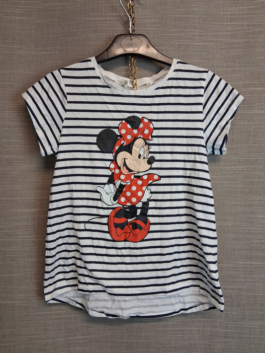Disney H&M Black White Stripe Short Sleeve T-Shirt Age 8-10 Years