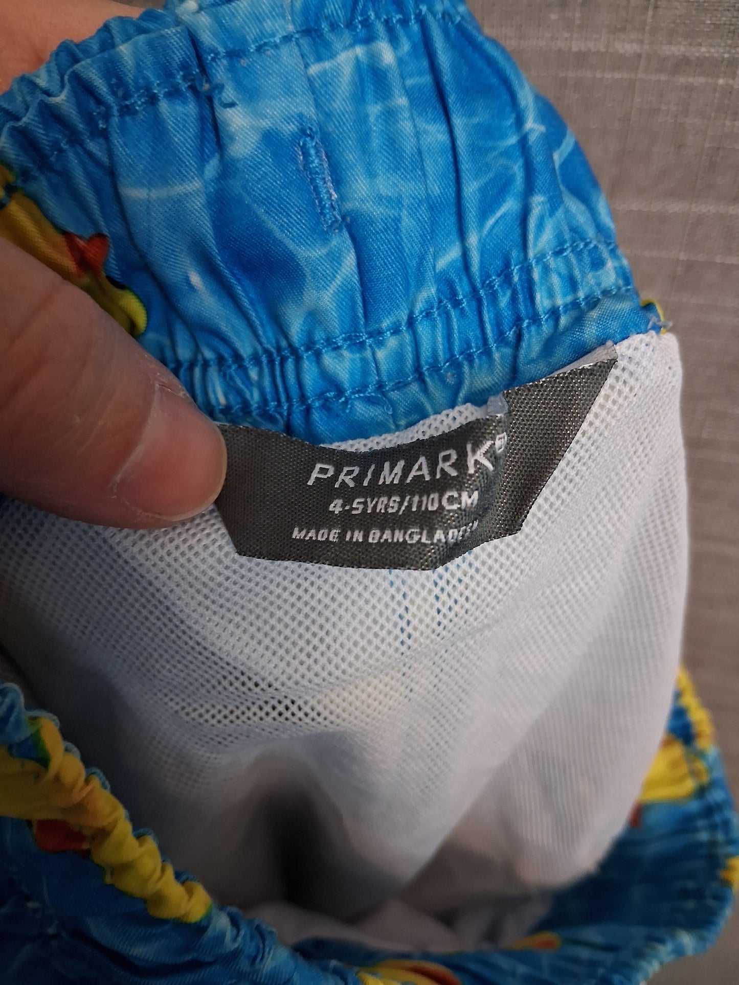 Primark Boys Swim Shorts Blue Duck Print Age 4-5 Years