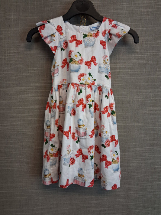 Mayoral Girls Floral Perfume Dress Age 3 Years White Multi