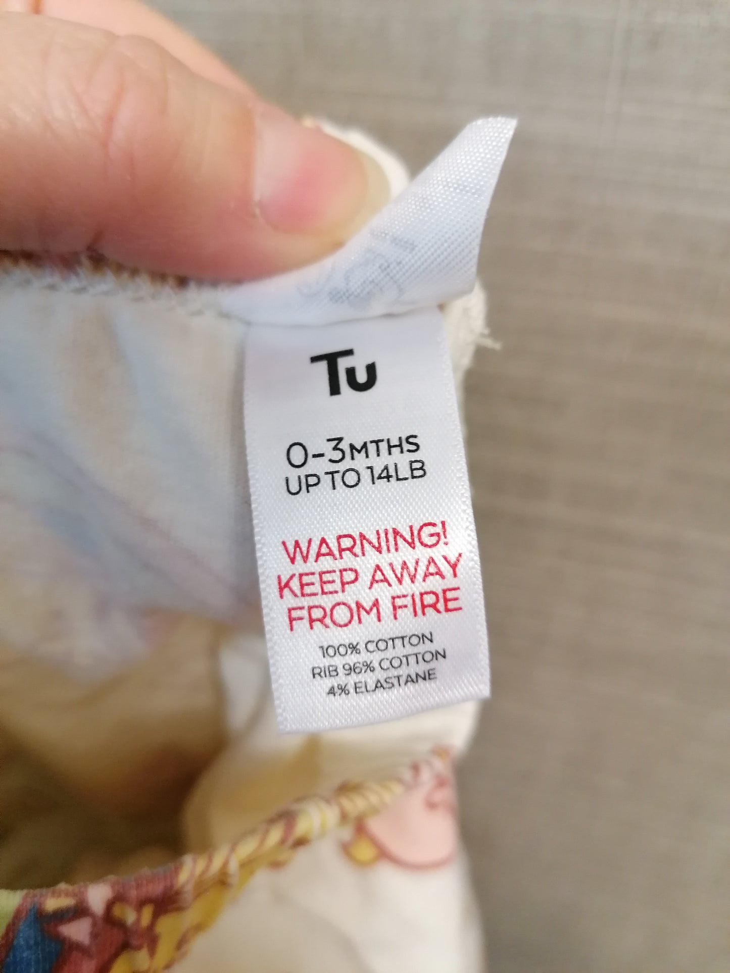 TU Little Miss Pyjamas PJs Set 2 Piece Age 0-3 Months Beige