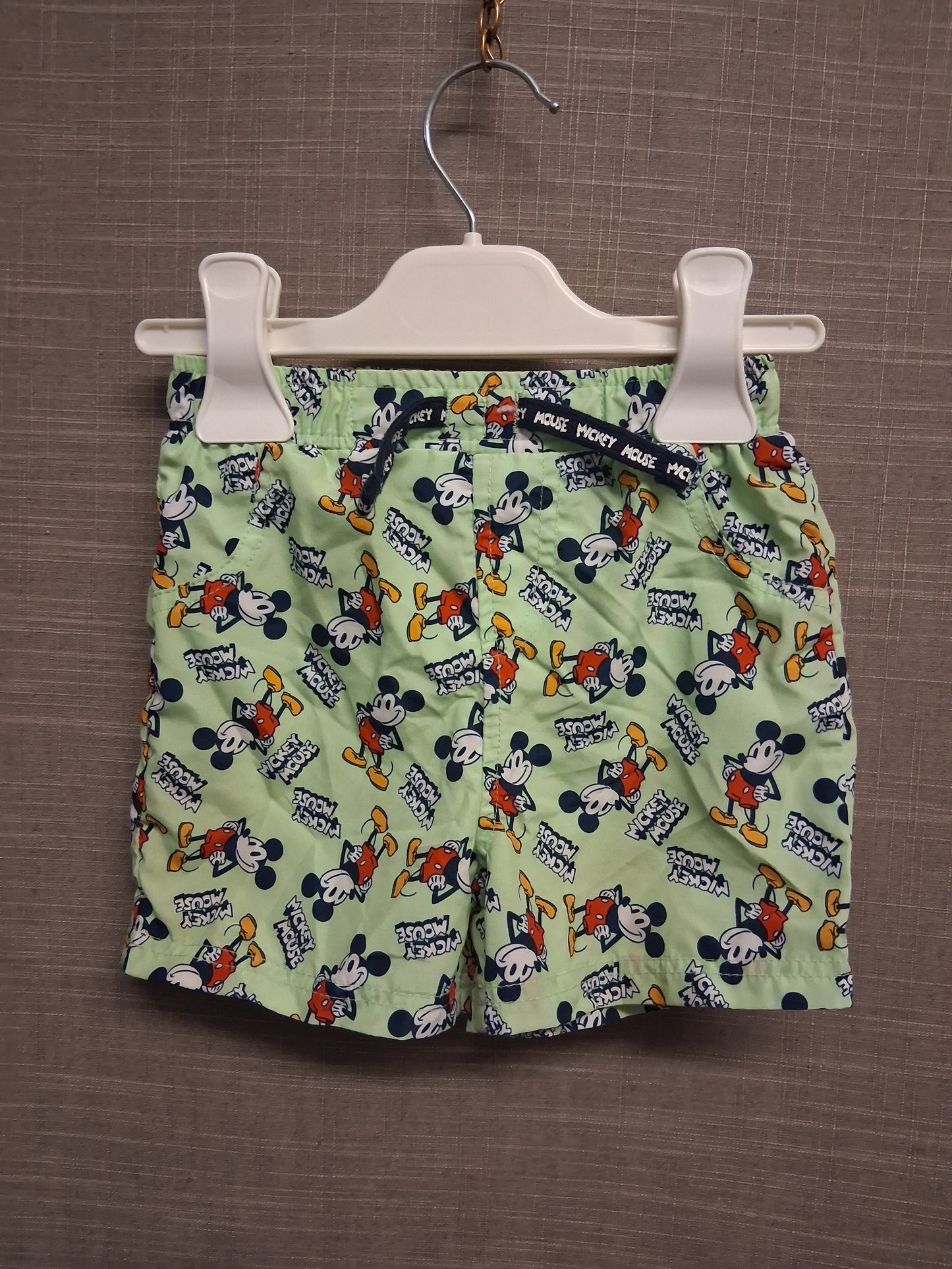 Primark Disney Green Mickey Mouse Swim Shorts Age 12-18 Months