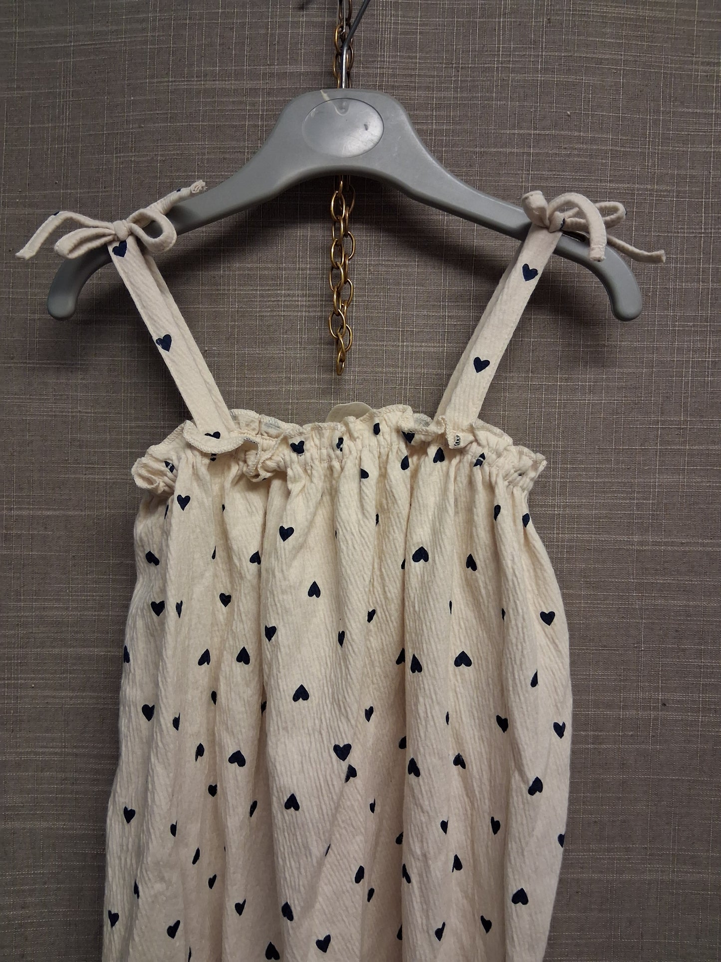 H&M Cream Love Heart Print Dungarees Jersey Age 2-3 Years